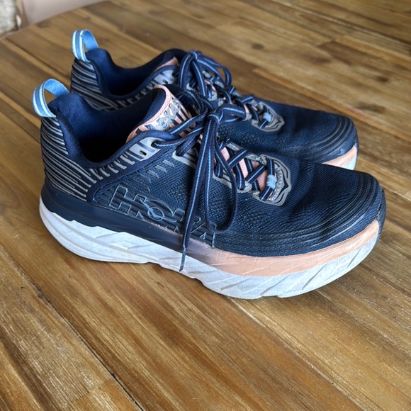 Hoka Navy and Peach Athletic Shoes - Picture 1 of 5